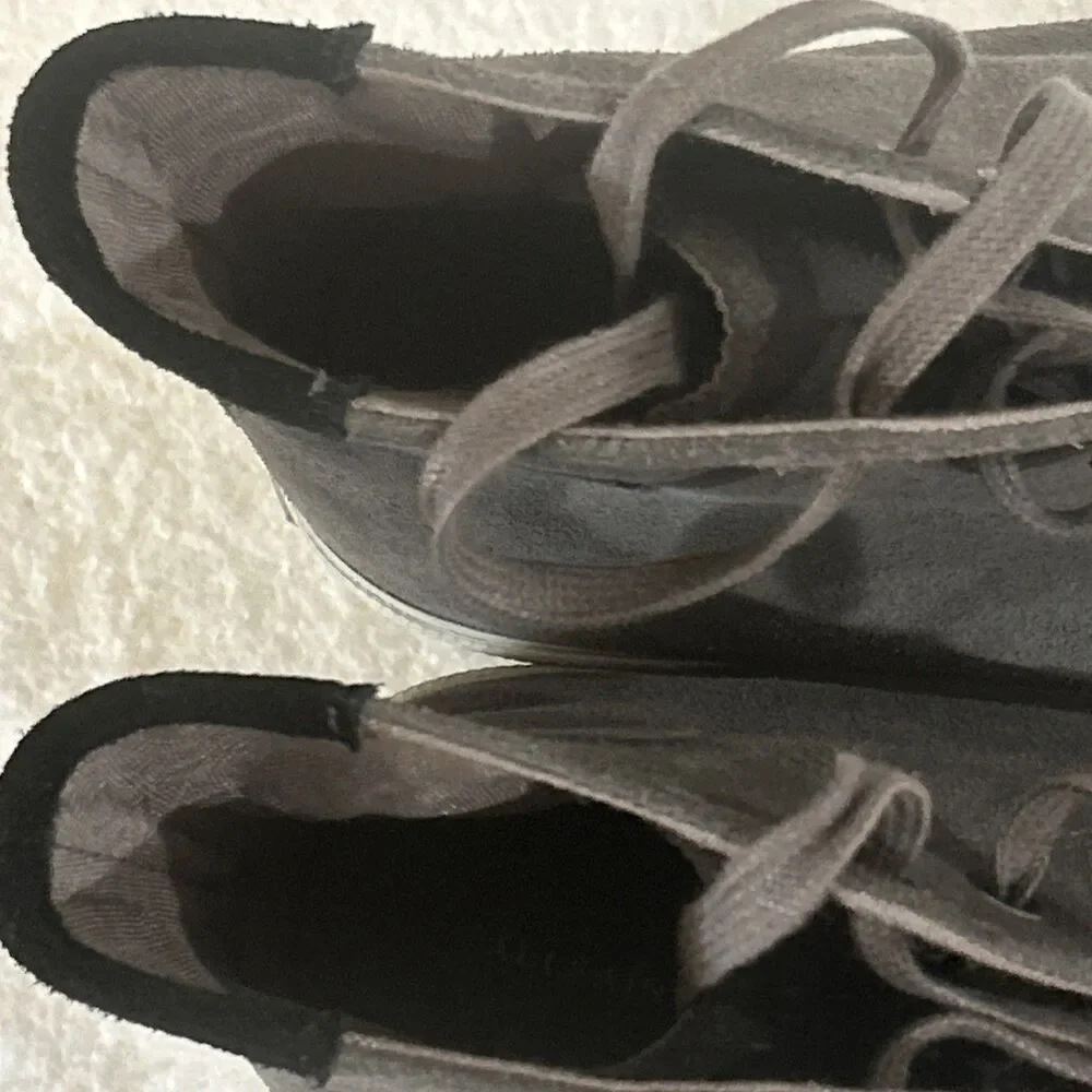 AllSaints High Top Suede Shoes Grey Mens Size 13 US Statement Sneaker